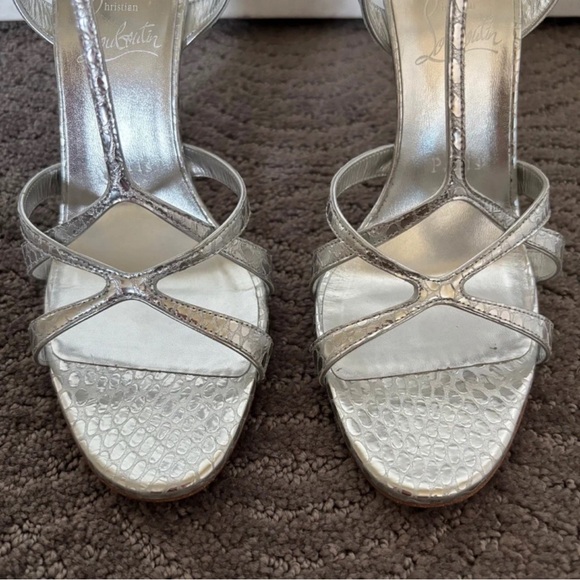 Christian Louboutin Silver Strappy Heels - Picture 6 of 12